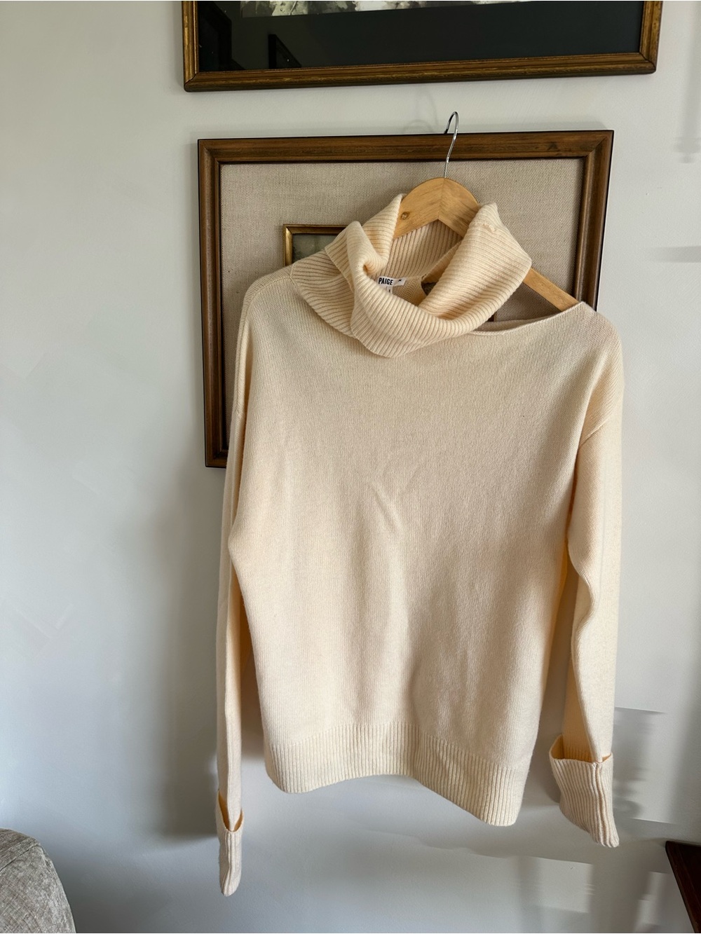 PAIGE Womens Raundi Wool Blend Cut Out Ribbed Trim Turtleneck Sweater sz M - Picture 3 of 11